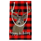 Grote bok herten op houthakker plaid klein cadeauzakje (Voorkant)