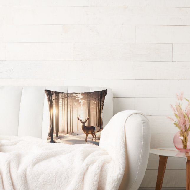Grote bok in het winterbos kussen (Bank)