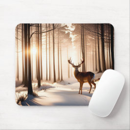 Grote bok in het winterbos muismat