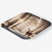 Grote bok in het winterbos papieren bordje (Gebogen)