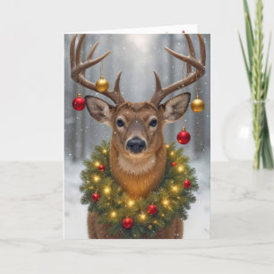 Grote bok met een gloeiende kerstkrans kaart