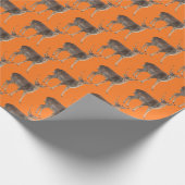 Grote bok op jager sinaasappel cadeaupapier (Hoek)