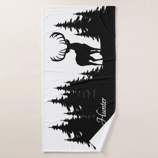 Grote bok tussen pijnbomen Vector naam Badhanddoek (Badhanddoek)