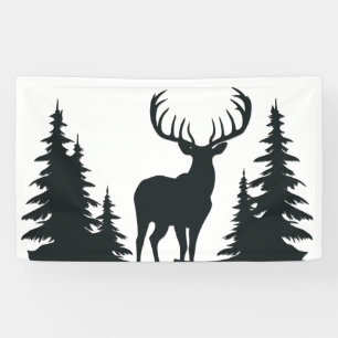 Grote bok tussen pijnbomen vector spandoek