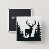 Grote bok tussen pijnbomen vector  vierkante button 5,1 cm (Voorkant /achterkant)
