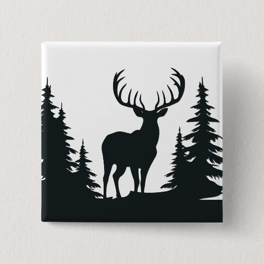 Grote bok tussen pijnbomen vector  vierkante button 5,1 cm (Voorkant)