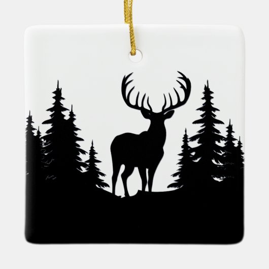 Grote bok tussen pijnboom Vector  Keramisch Ornament (Voorkant)
