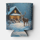Grote bok's besneeuwde kerstbezoek blikjeskoeler (Voorkant)