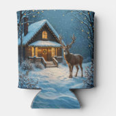 Grote bok's besneeuwde kerstbezoek blikjeskoeler (Achterkant)