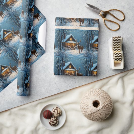 Grote bok's besneeuwde kerstbezoek cadeaupapier (Crafts)