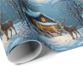 Grote bok's besneeuwde kerstbezoek cadeaupapier (Rol Hoek)
