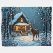 Grote bok's besneeuwde kerstbezoek fleece deken (Voorkant (Horizontaal))