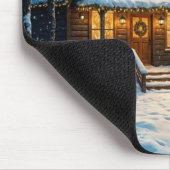 Grote bok's besneeuwde kerstbezoek muismat (Hoek)