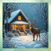 Grote bok's besneeuwde kerstbezoek raamsticker (Vel 3)