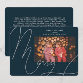 Grote Bold Fun Navy Blauw Script Vrolijke vakantie Feestdagenkaart (Voorkant / Achterkant)