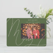 Grote Bold Fun Olive Groen Script Vrolijke vakanti Feestdagenkaart (Staand voorkant)