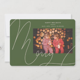 Grote Bold Fun Olive Groen Script Vrolijke vakanti Feestdagenkaart