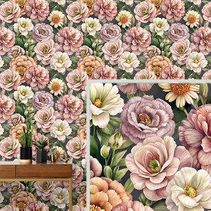 Grote Bold & Mooie Roze Mauve Sinaasappel Wit Behang