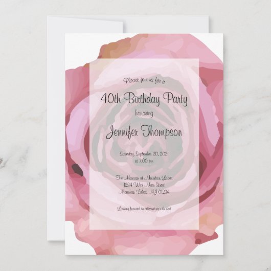 Grote Bold Paarse Lente Roos Verjaardagsuitnodigin Kaart (Voorkant)