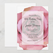 Grote Bold Paarse Lente Roos Verjaardagsuitnodigin Kaart (Voorkant / Achterkant)