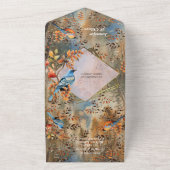 Grote bomen, Herfstbladeren & Blauwvogels. All In One Uitnodiging (Buitenkant)