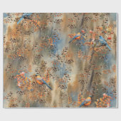 Grote bomen, Herfstbladeren & Blauwvogels. Cadeaupapier (Vlak)