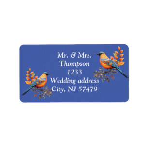 Grote bomen, Herfstbladeren & Blauwvogels. Etiket