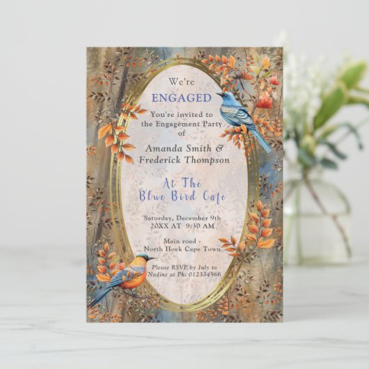 Grote bomen, Herfstbladeren & Blauwvogels. Kaart (Staand voorkant)