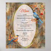 Grote bomen, Herfstbladeren & Blauwvogels. Poster (Voorkant)