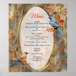 Grote bomen, Herfstbladeren & Blauwvogels. Poster