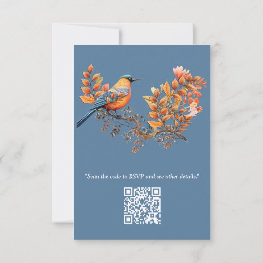 Grote bomen, Herfstbladeren & Blauwvogels. RSVP Kaartje (Achterkant)