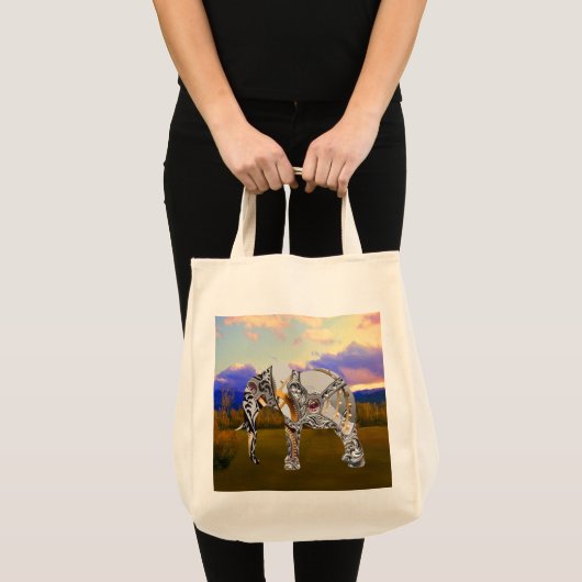 Grote boodschappentas met klokwerk olifant tote bag (Voorkant (product))