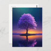 Grote boom die alleen bij het meer staat briefkaart (Voorkant / Achterkant)