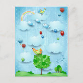 Grote boom en vliegende vissen briefkaart (Voorkant)