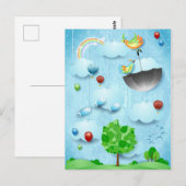 Grote boom en vliegende vogels briefkaart (Voorkant / Achterkant)