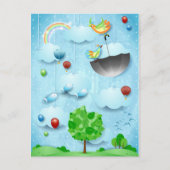 Grote boom en vliegende vogels briefkaart (Voorkant)
