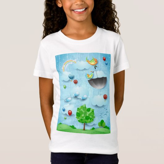 Grote boom en vliegende vogels t-shirt (Voorkant)