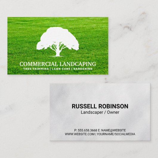 Grote boom | Gemaaid gazon | Landschapsarchitectuu Visitekaartje (Voorkant / Achterkant)
