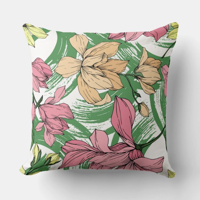 Grote borstelschilderende groene achtergrond Magno Kussen (Voorkant)