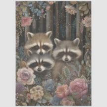 Grote Bos Bloemen & Wasbeer Decoupage