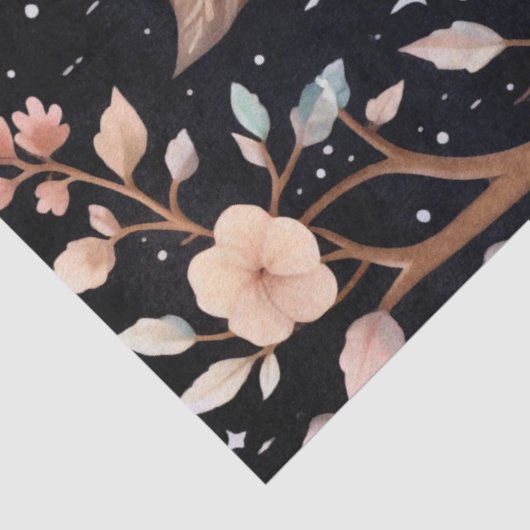 Grote Bos Uil & Bloemen Decoupage Tissuepapier (Detail)