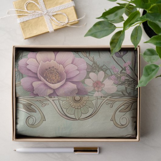 Grote bossen bloemen rendier decoupage tissuepapier (Geschenk)