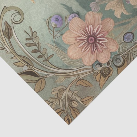 Grote bossen bloemen rendier decoupage tissuepapier (Detail)