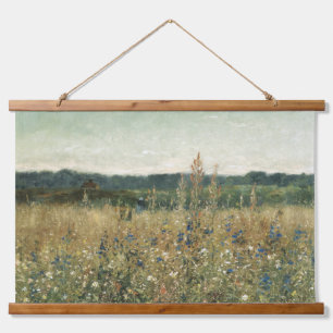 Grote  botanische bloemen gebladerte groen hangend wandkleed