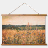 Grote Botanische Gouden Veld Bloemengroen Hangend Wandkleed (Voorkant)