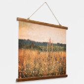 Grote  Botanische Gouden Veld Bloemengroen Hangend Wandkleed (Gebogen)