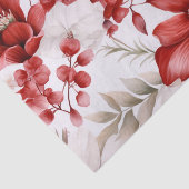 Grote Botanische Rode en Witte Bloemen Eucalyptus Tissuepapier (Detail)