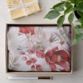 Grote Botanische Rode en Witte Bloemen Eucalyptus Tissuepapier (Geschenk)