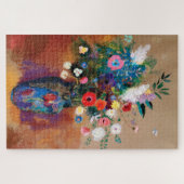 Grote Bouquet in een Blauwe Vase door Odilon Redon Legpuzzel (Horizontaal)
