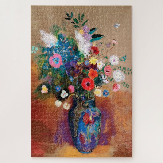 Grote Bouquet in een Blauwe Vase door Odilon Redon Legpuzzel (Verticaal)